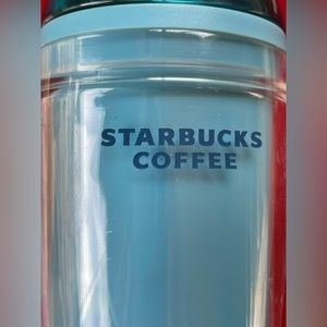 Starbucks‎ Coffee Double Wall Insulated 2008 Blue Dome Cold Straw Tumbler.